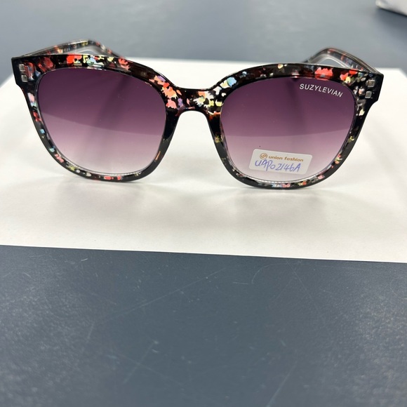 Suzy Levian Black Multicolored & Crystal Accent Sunglasses - Picture 2 of 5